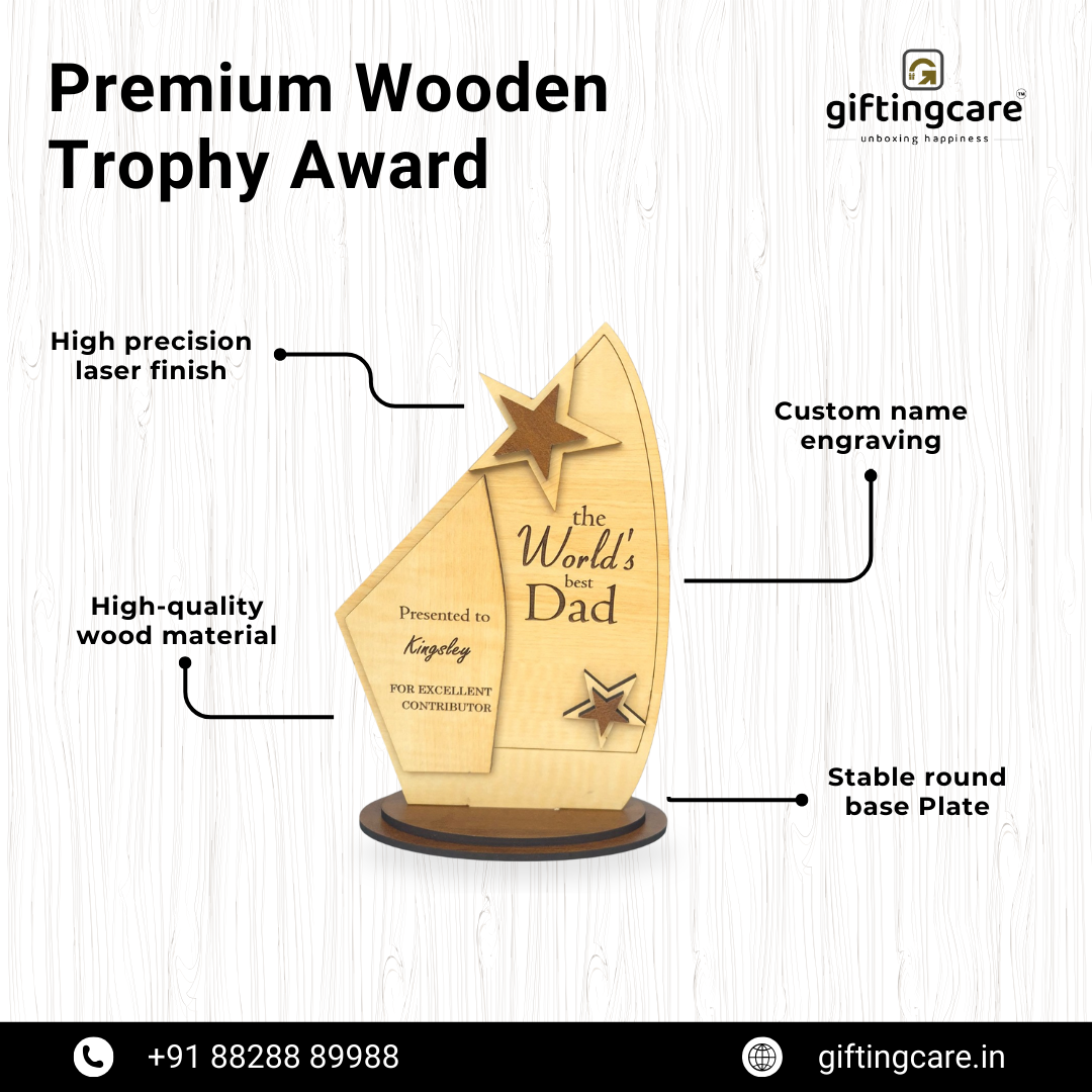 Premium MDF Wooden Trophy – Personalized Corporate Recognition Award