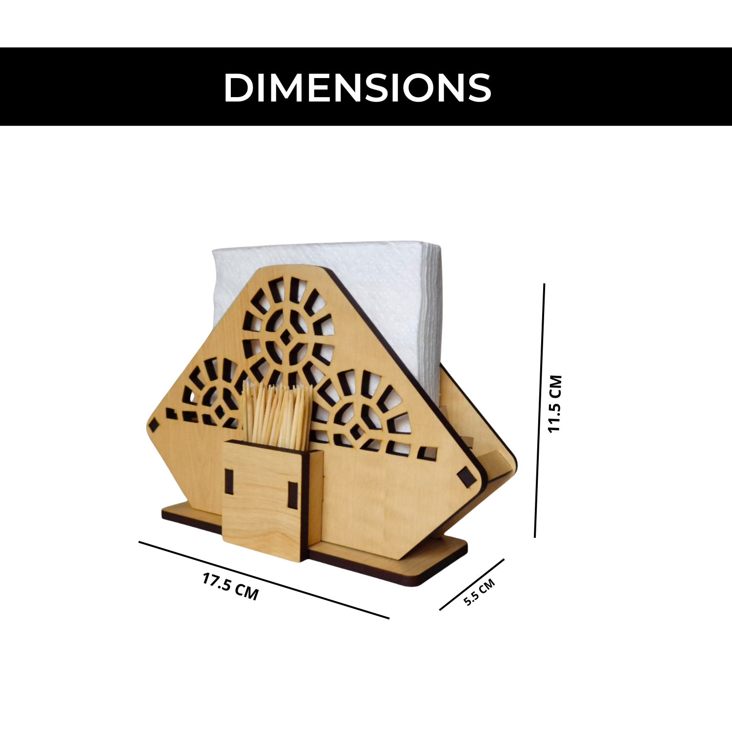 Tissue Paper and Toothpick Holder | Decorative and Premium Wooden holder ideal for Home, Kitchen Dining Table, Restaurants and Café