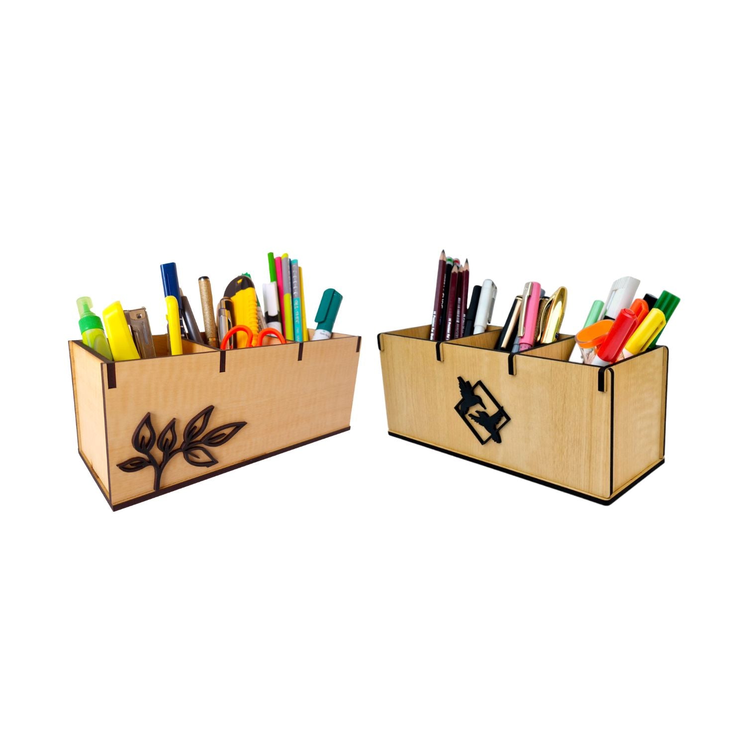 Wooden desk organizers and pen, stationery stands ideal for office and home desks |3 Compartments Combo