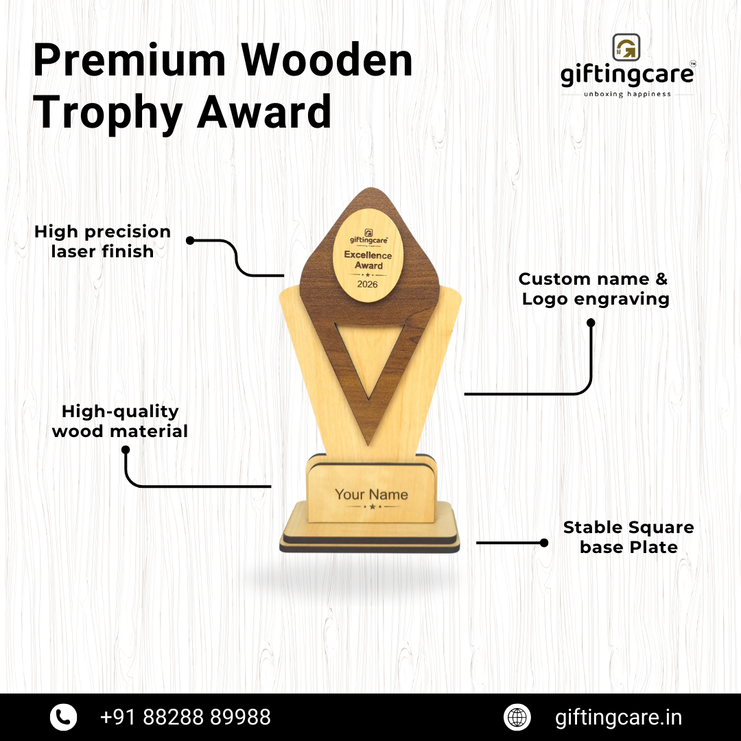 Customized MDF Wooden Trophy – Premium Corporate Award & Eco-Friendly Memento