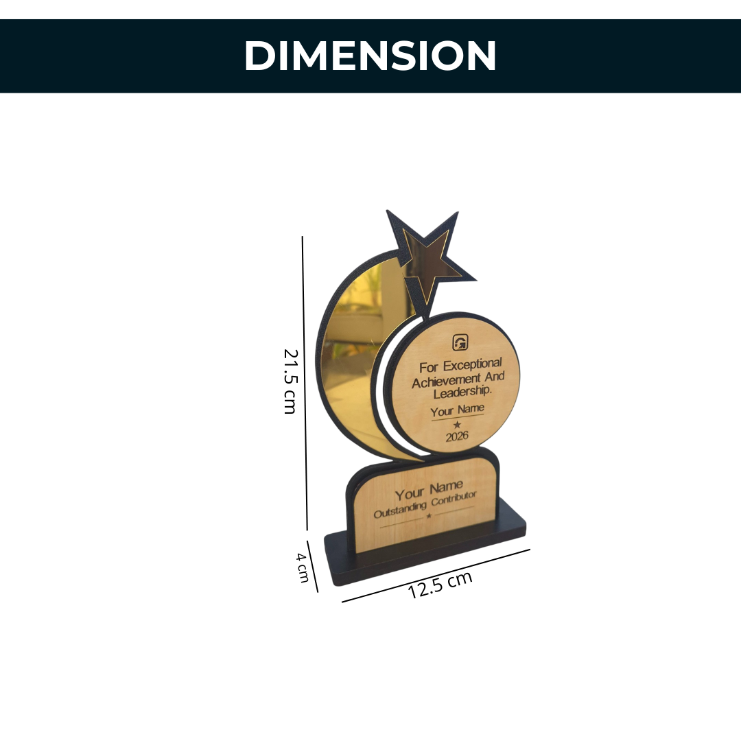 Personalized MDF Wooden Trophy for Corporate Events | Custom Logo & Text