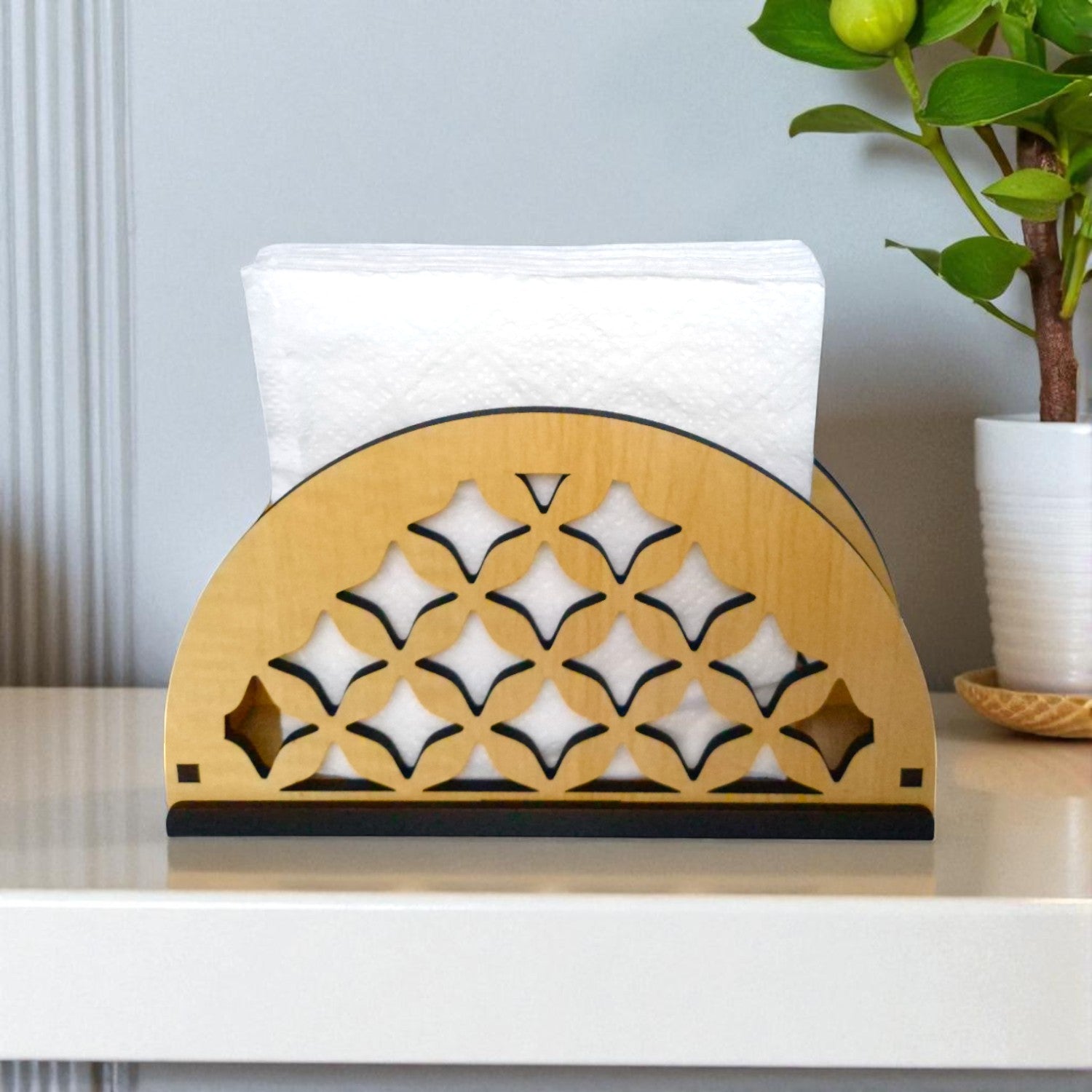 Tissue Paper Holder | Decorative and Premium Wooden holder ideal for Home, Kitchen Dining Table, Restaurants and Café (