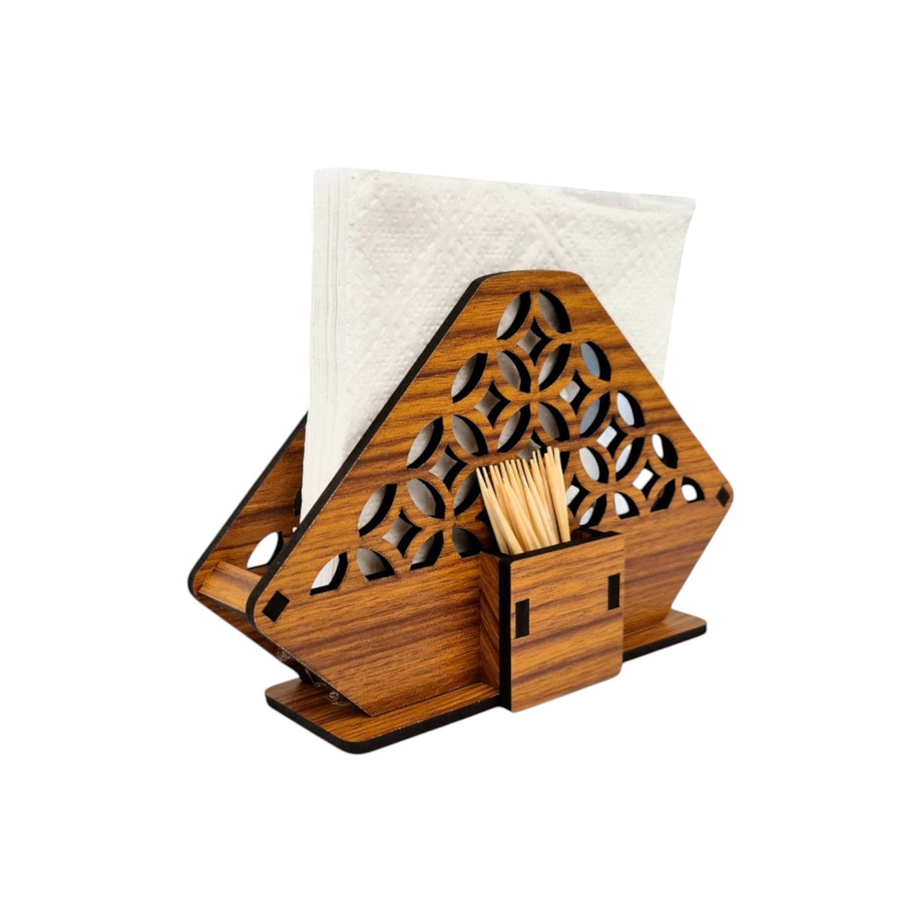Tissue Paper and Toothpick Holder | Decorative and Premium Wooden holder ideal for Home, Kitchen Dining Table, Restaurants and Café Combo Set Of 2