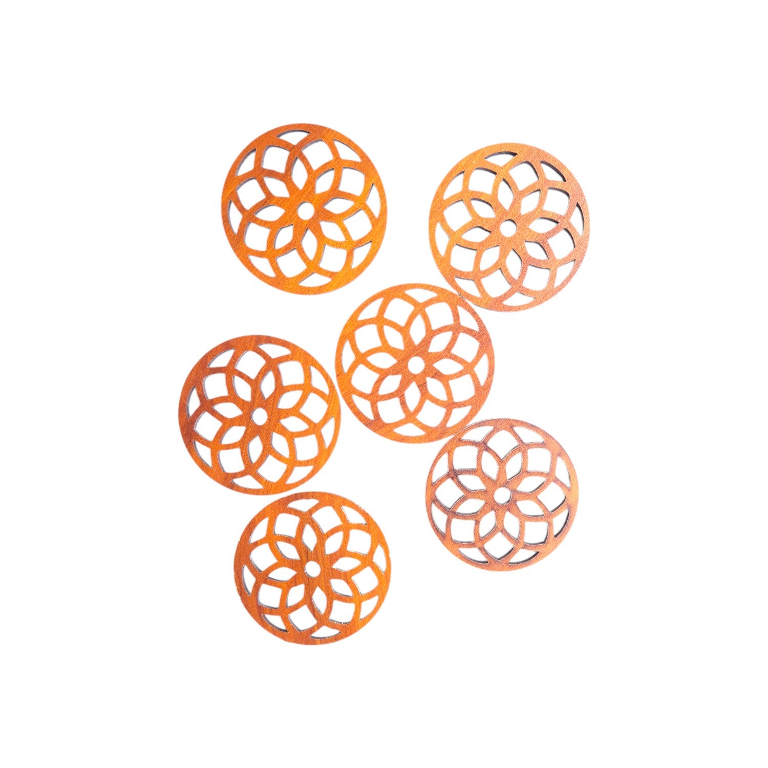 Wooden Coaster Set of 6 with Coaster holder for Tea cups, Coffee Mugs, Bottles, Glasses (Mandala design)