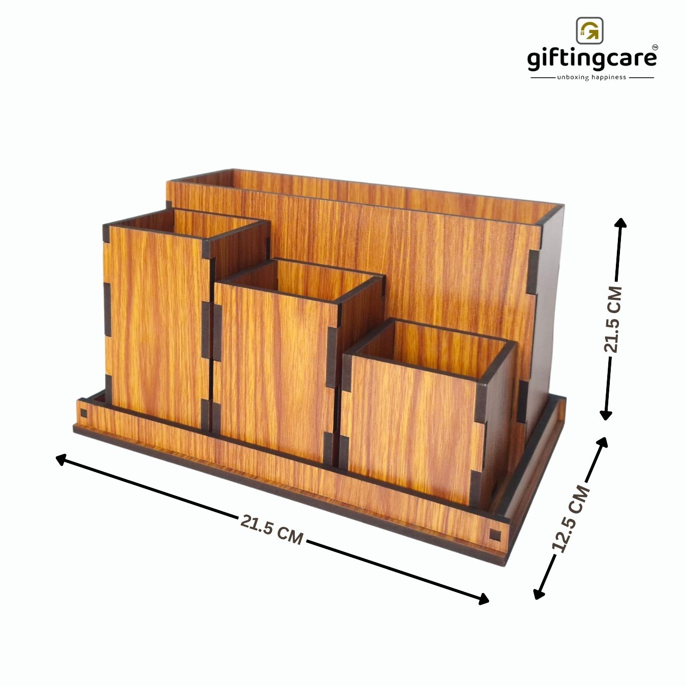 Wooden Pen Stand for Study Table Office Desk Organizer Desk Organizer Multipurpose Storage Box Remote & Pen Stand 4 Boxes with Tray Stationary Organizer