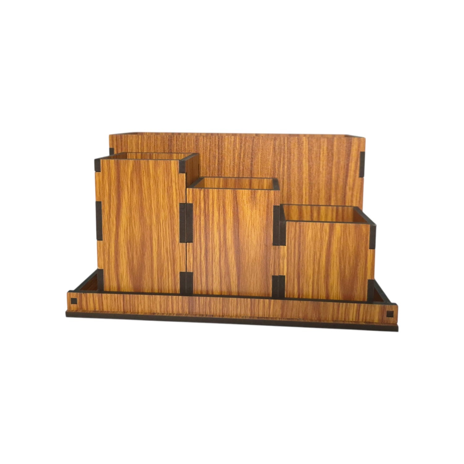 Wooden Pen Stand for Study Table Office Desk Organizer Desk Organizer Multipurpose Storage Box Remote & Pen Stand 4 Boxes with Tray Stationary Organizer