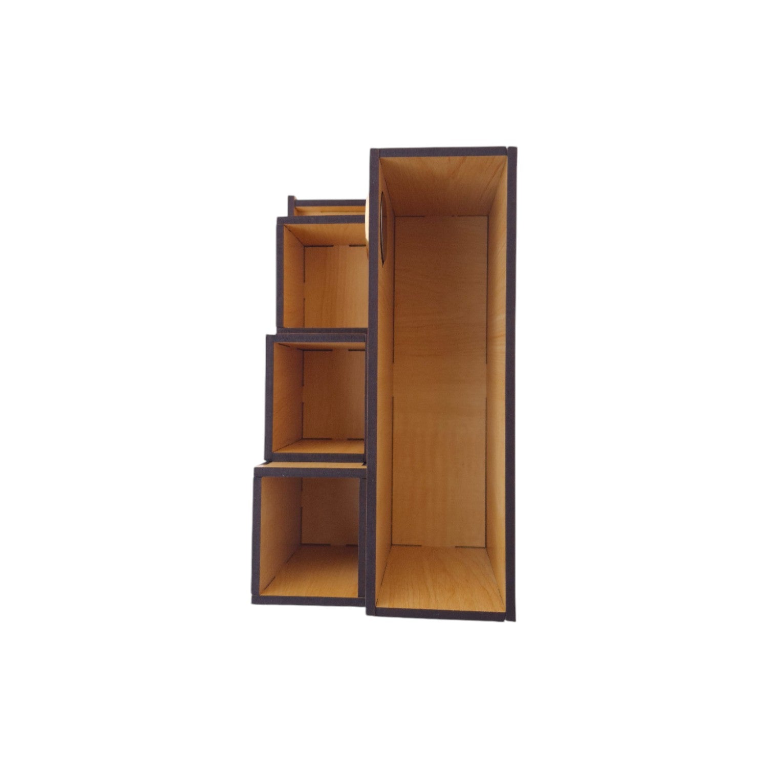 Wooden Desk Organiser with Clock Remote and Pen Stand Multi-Compartment Storage Box MDF 4 Box and 1 Tray Office Stationery Holder Desk Accessories