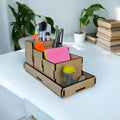 Multipurpose Desk Organizers with multiple compartments| 3 Boxes with Tray Stationary Organizer Ideal for Office, Students and Professionals