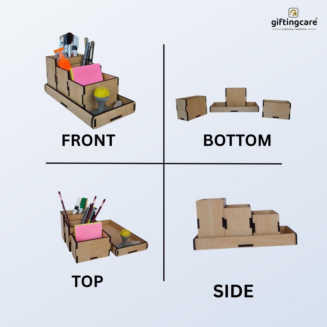 Multipurpose Desk Organizers with multiple compartments| 3 Boxes with Tray Stationary Organizer Ideal for Office, Students and Professionals