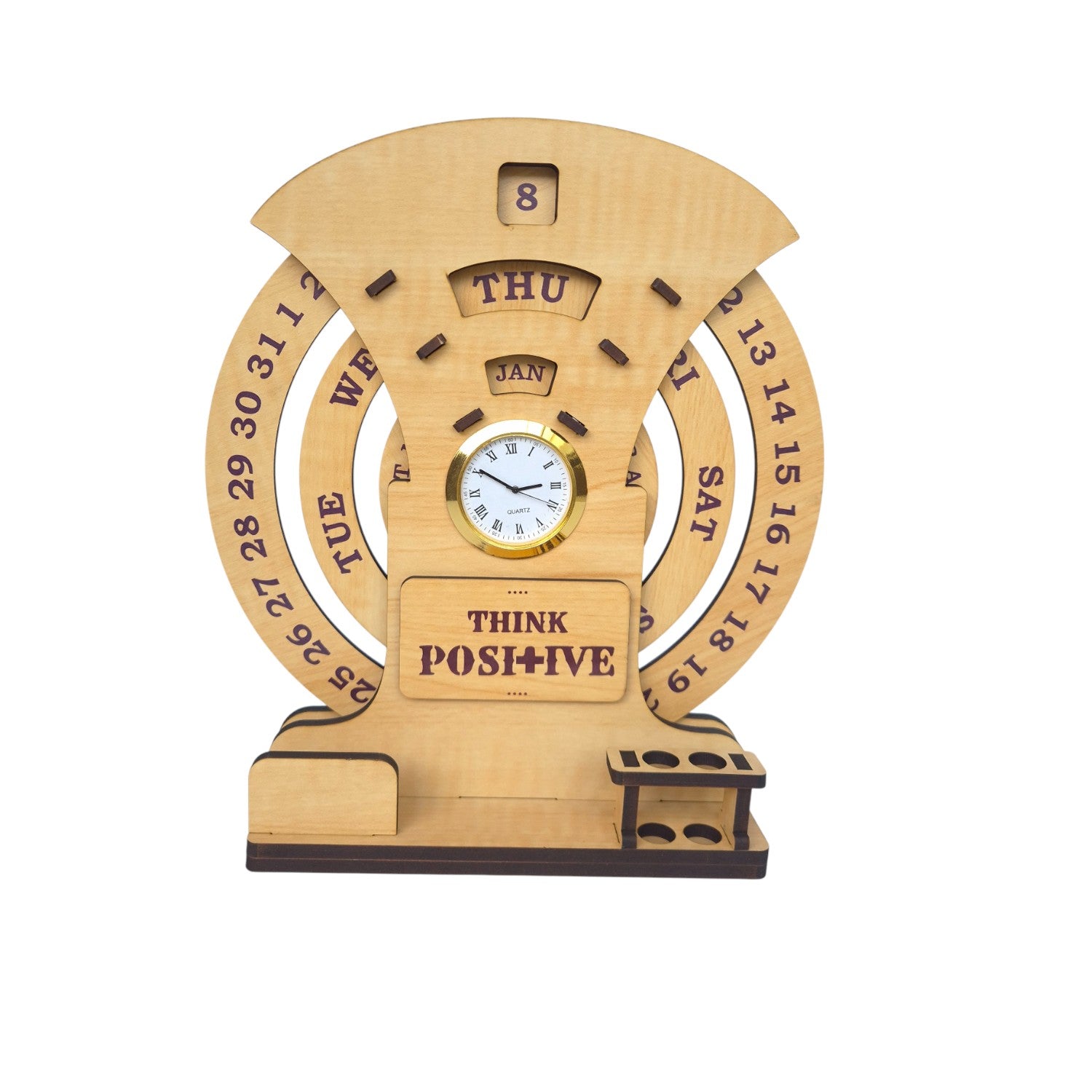 Circular lifetime wooden Wall Calendar for Office and home