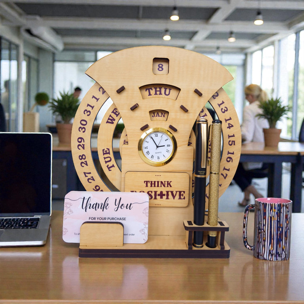 Circular lifetime wooden Wall Calendar for Office and home