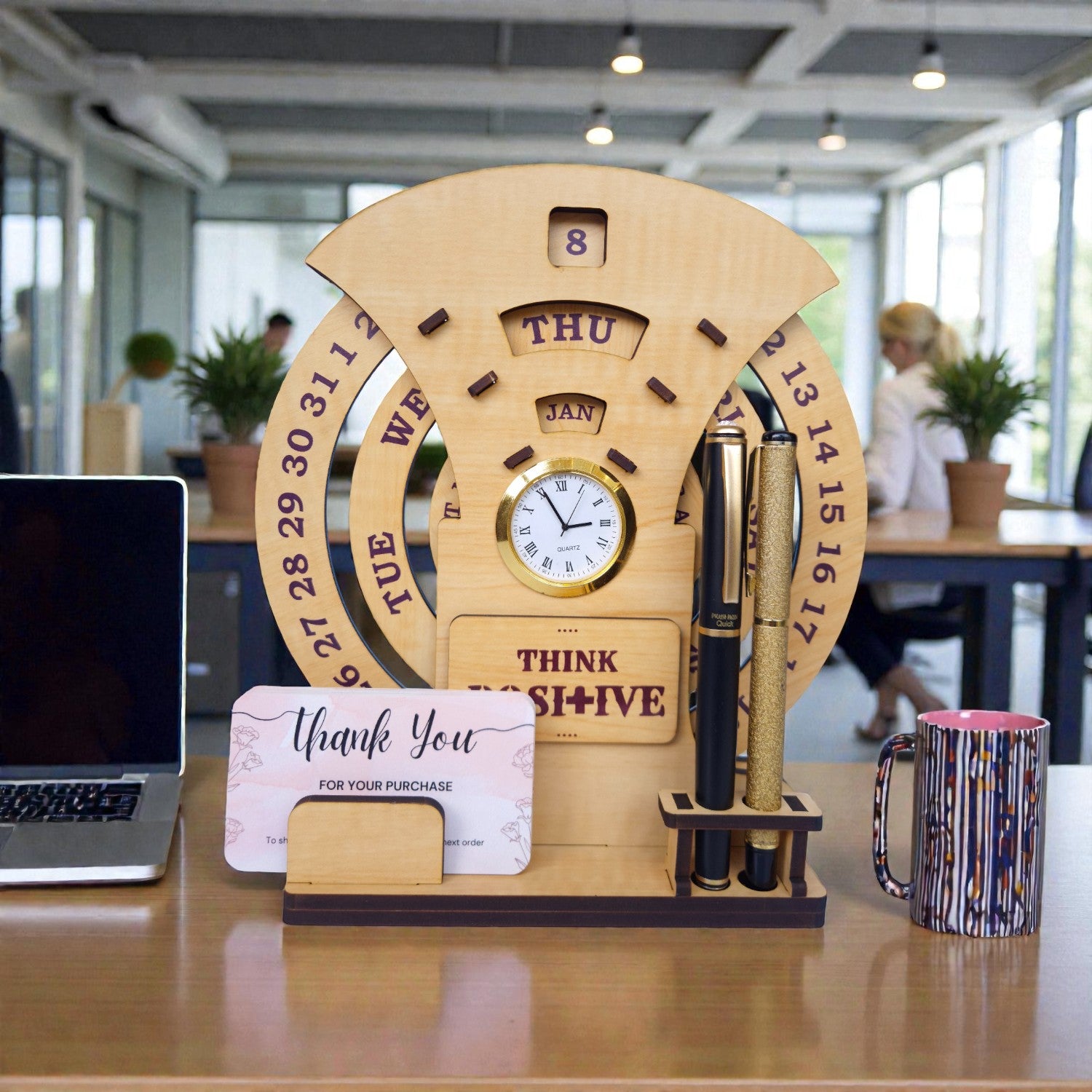 Circular lifetime wooden Wall Calendar for Office and home