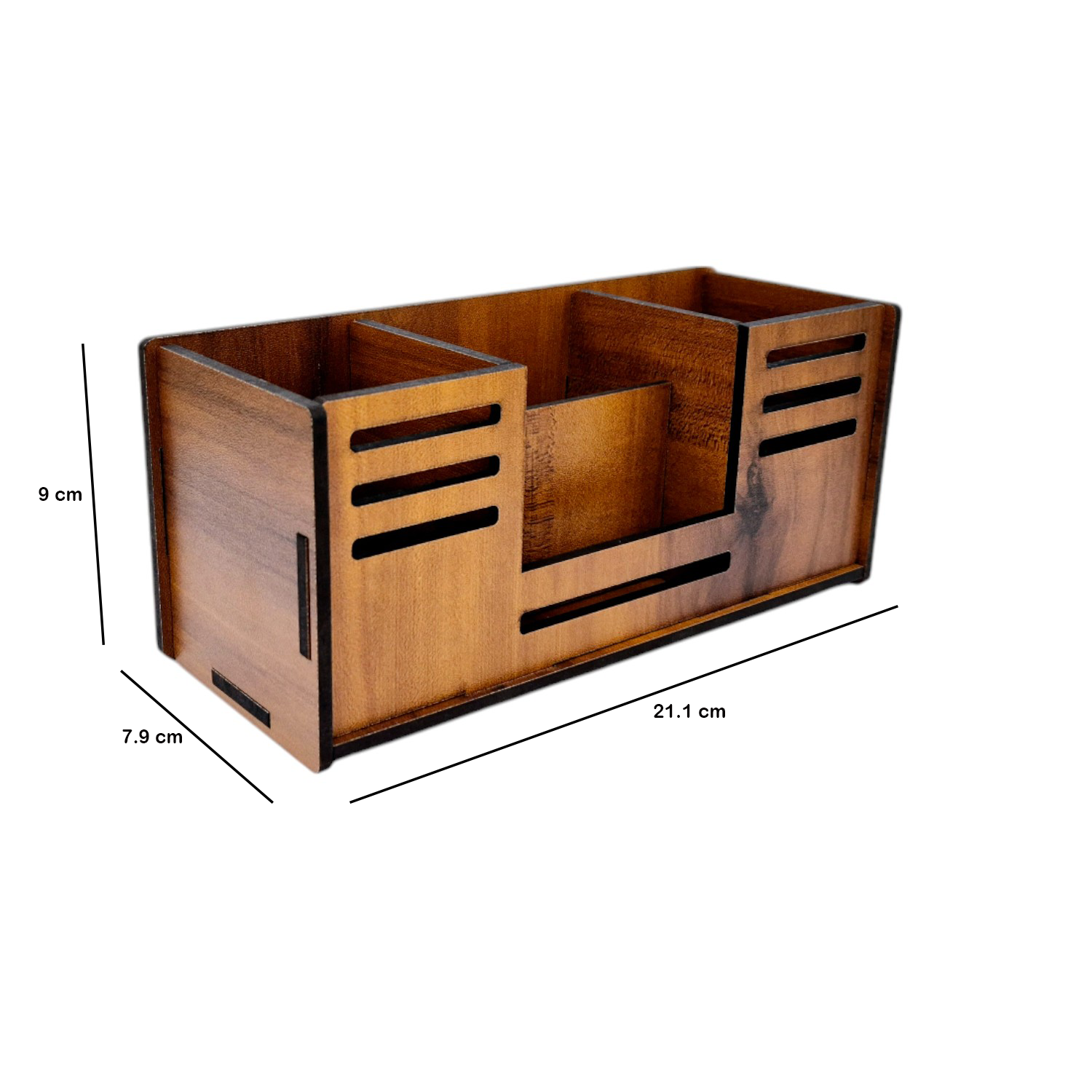 Desk Organizer With Mobile Holder, Remote & Visiting Card Holder | Multipurpose Wooden Pen And Pencil Holder Stand For Office Desk And Study Table.