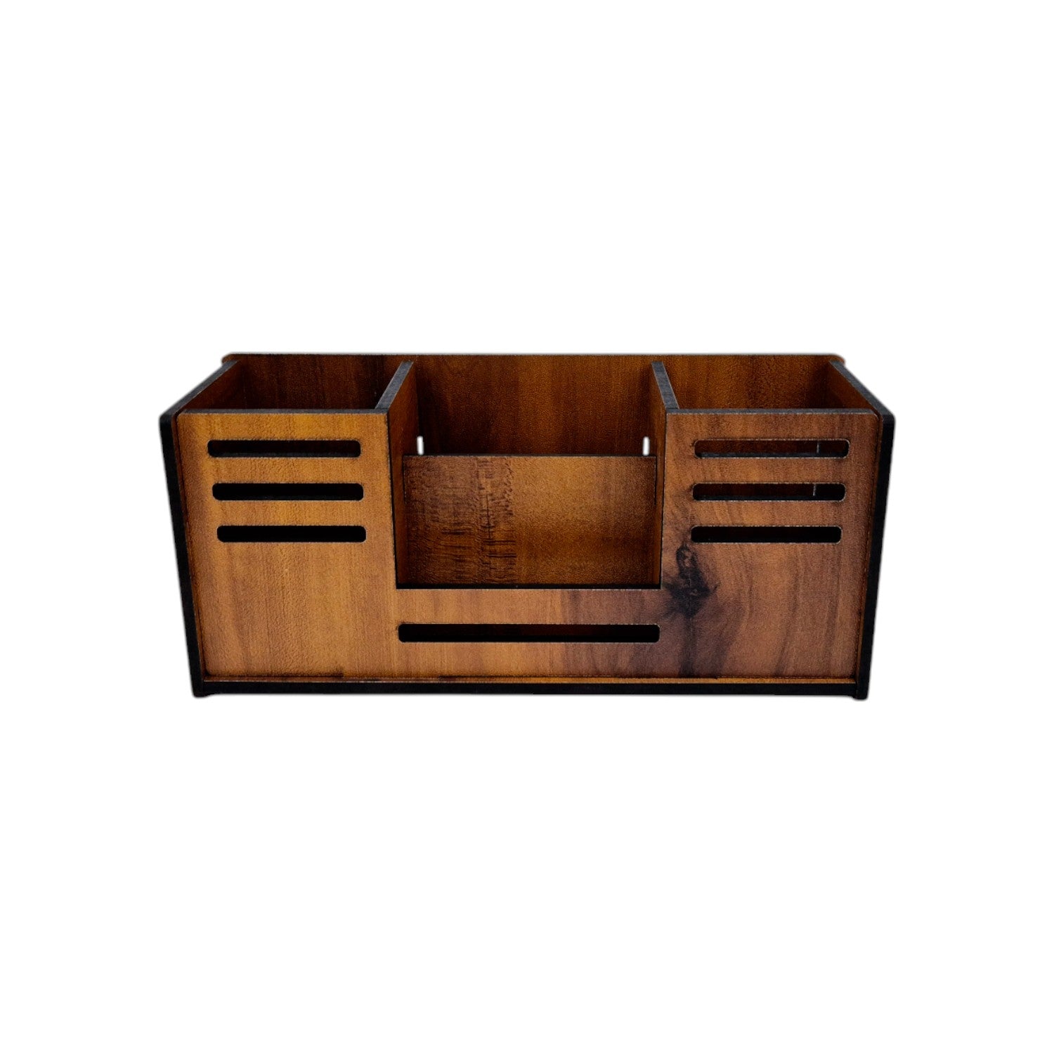 Desk Organizer With Mobile Holder, Remote & Visiting Card Holder | Multipurpose Wooden Pen And Pencil Holder Stand For Office Desk And Study Table.