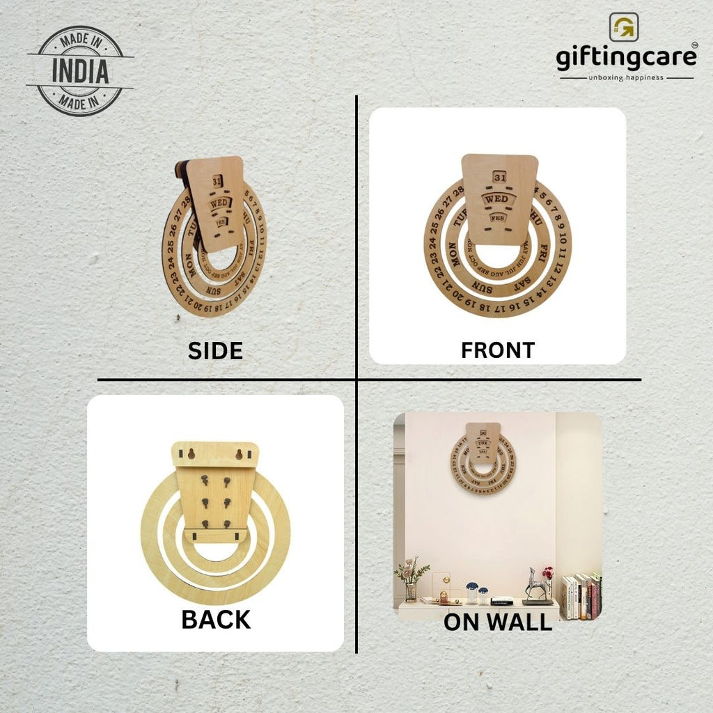 Circular lifetime wooden Wall Calendar for Office and home