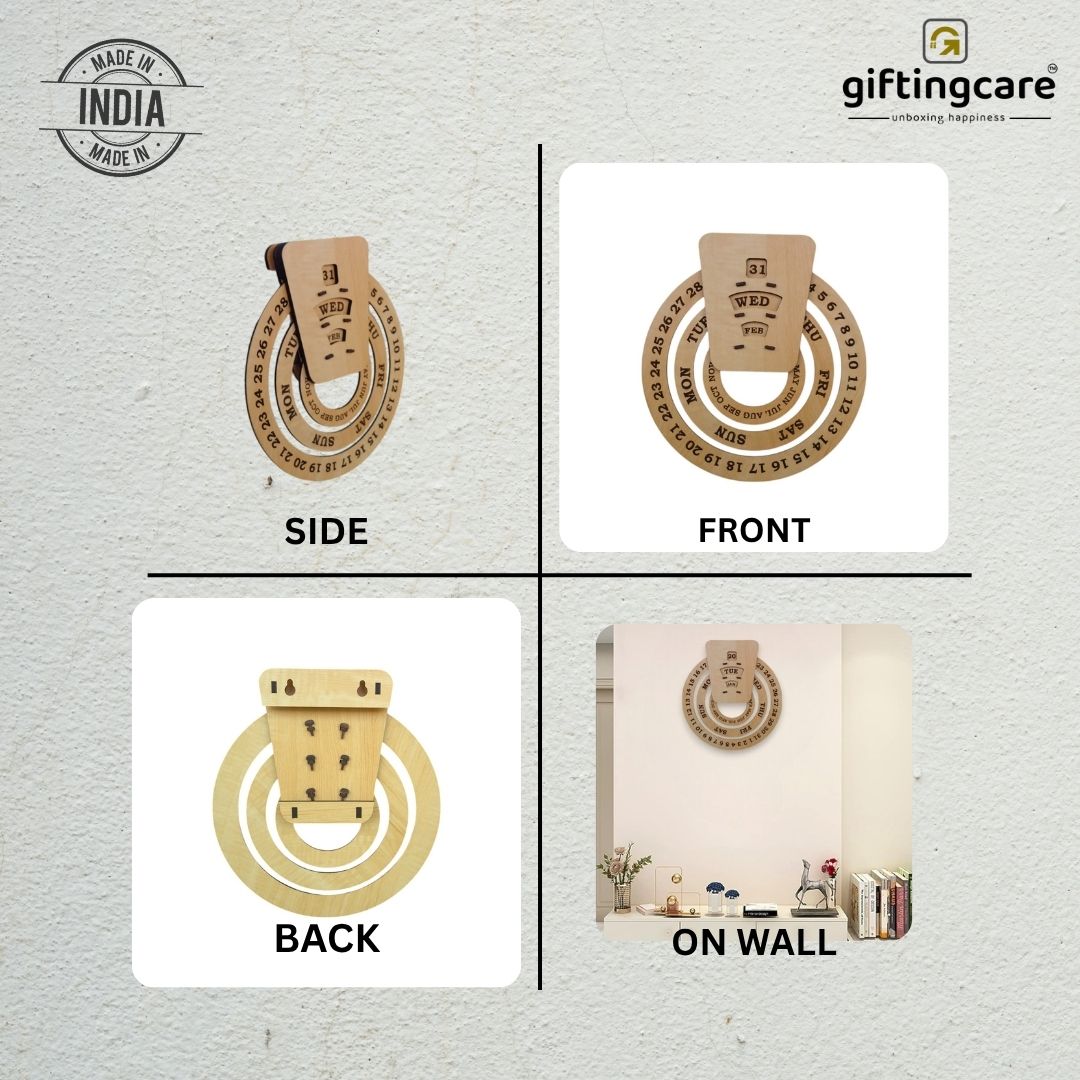 Circular lifetime wooden Wall Calendar for Office and home