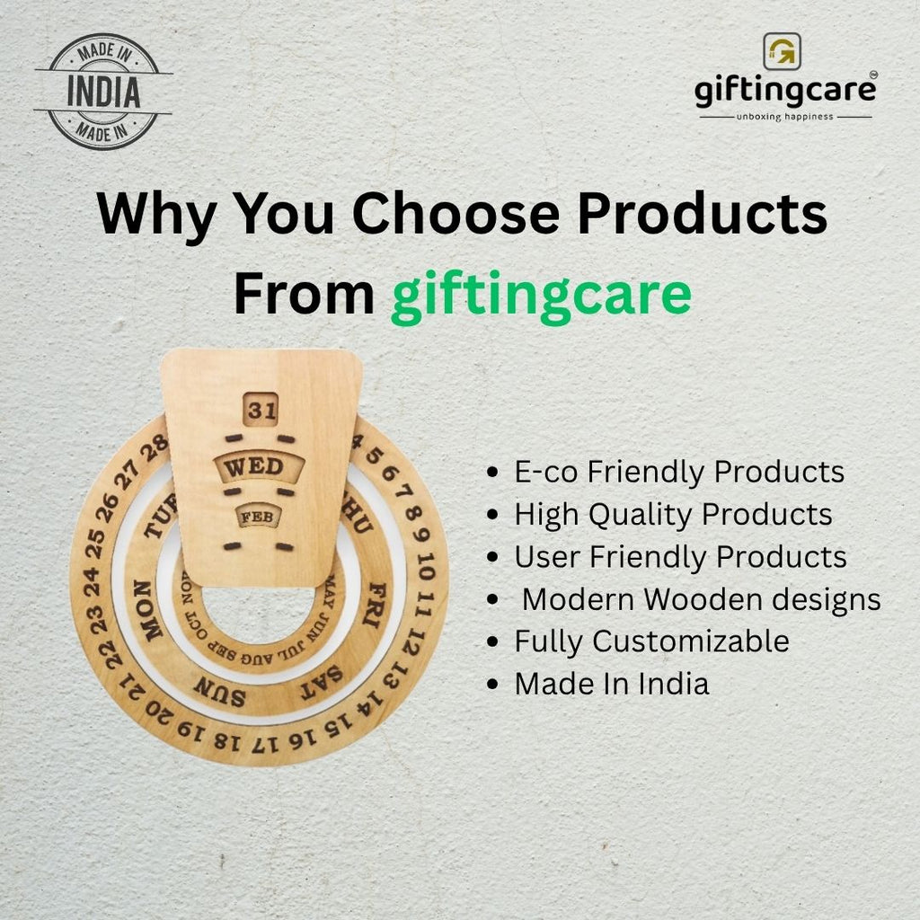 Circular lifetime wooden Wall Calendar for Office and home