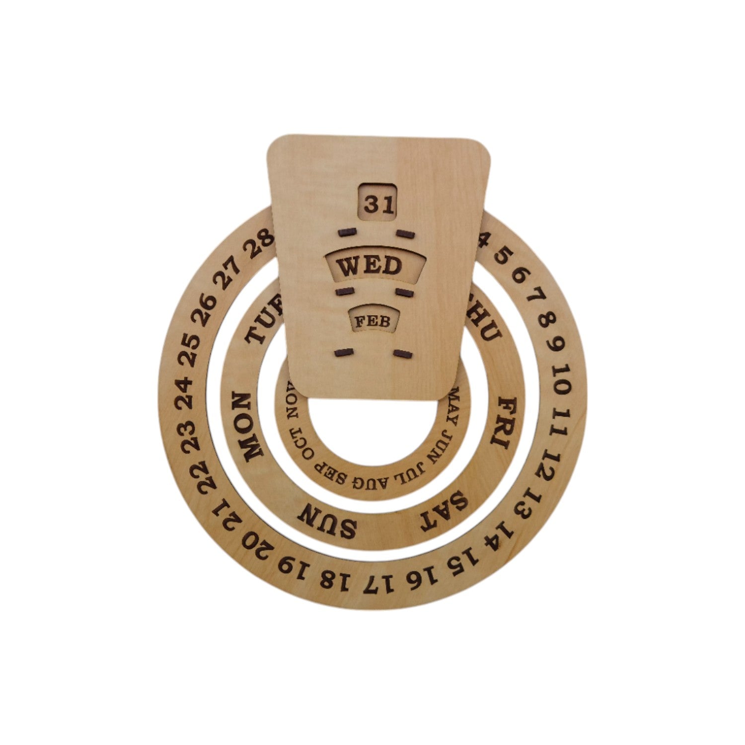 Circular lifetime wooden Wall Calendar for Office and home