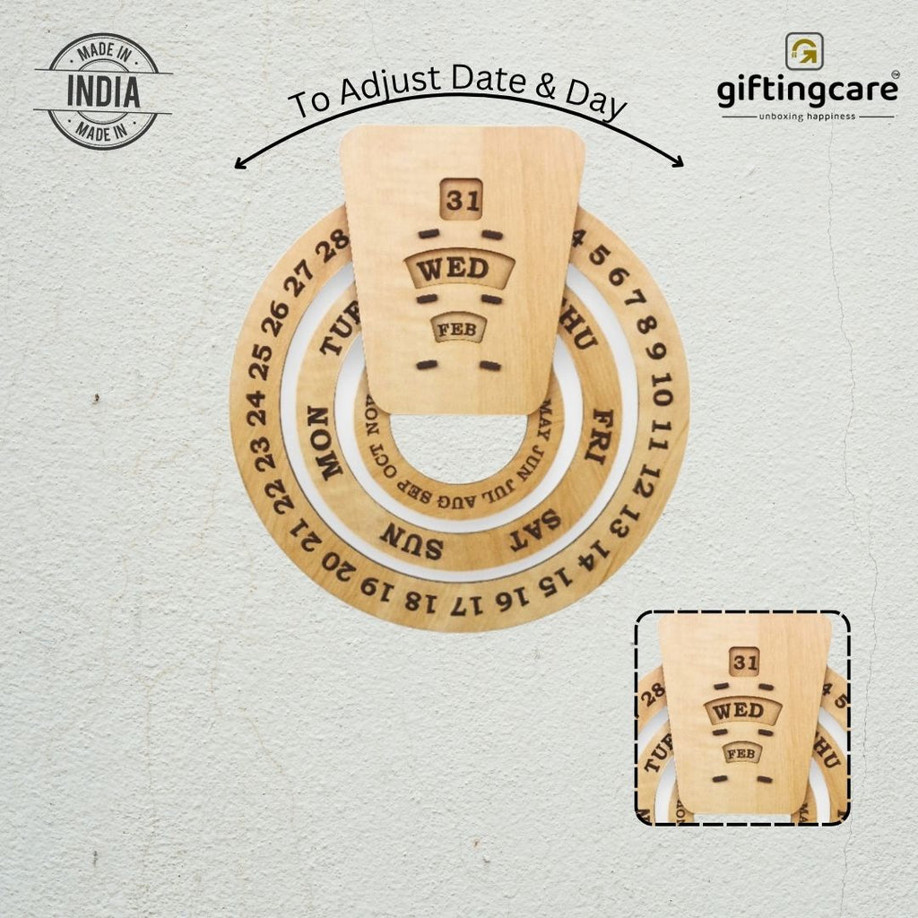 Circular lifetime wooden Wall Calendar for Office and home