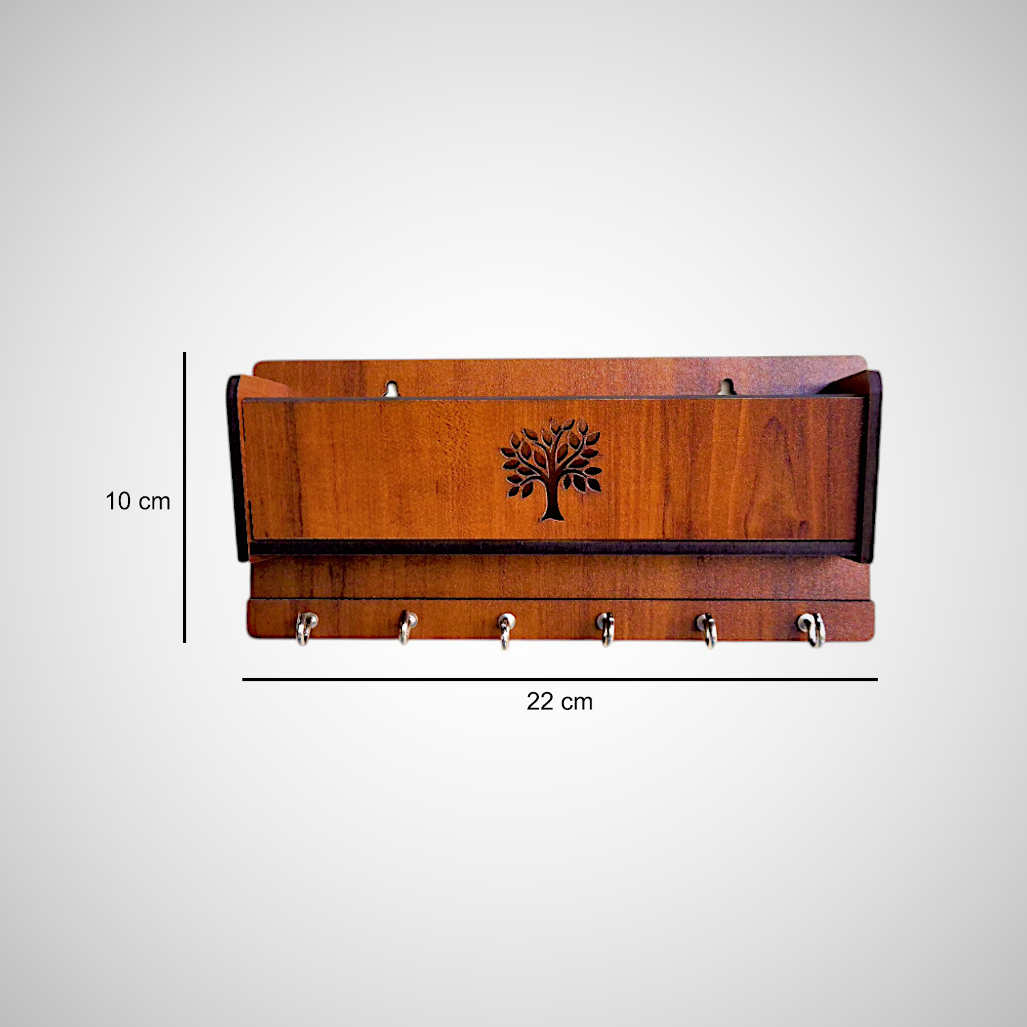 Wooden Wall Mounted Key Holders with shelf Rack | 6 Hooks
