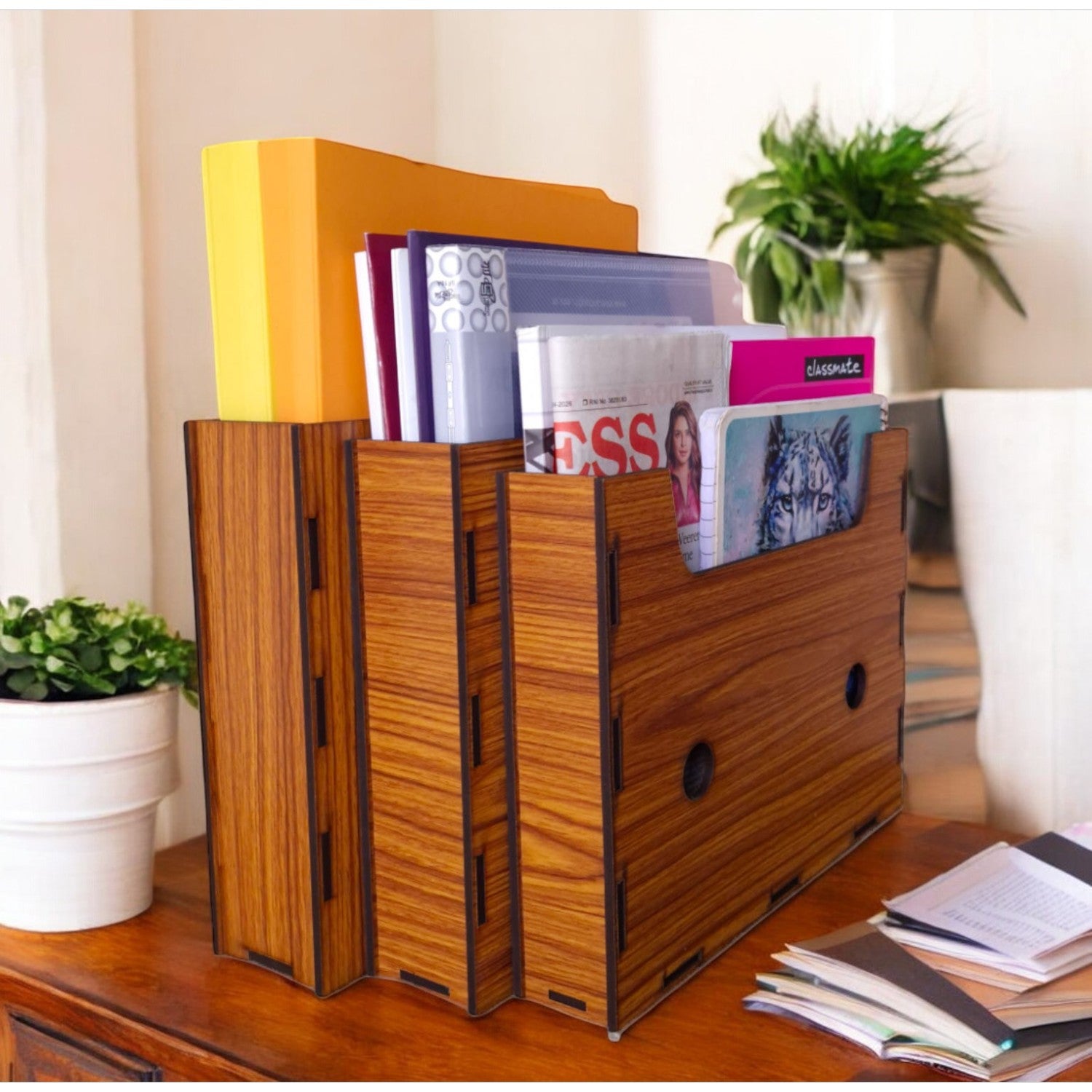 File organizers and desktop document trays with 3 box/3-tier horizontal and vertical arrangements suitable for office desks — ideal for sorting papers, files, A4 documents, letters, folders, and more