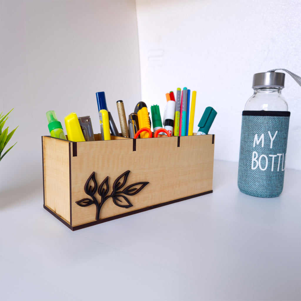 Wooden desk organizers and pen, stationery stands ideal for office and home desks |3 Compartments