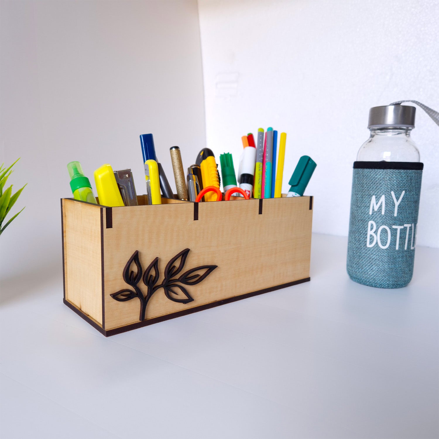 Wooden desk organizers and pen, stationery stands ideal for office and home desks |3 Compartments