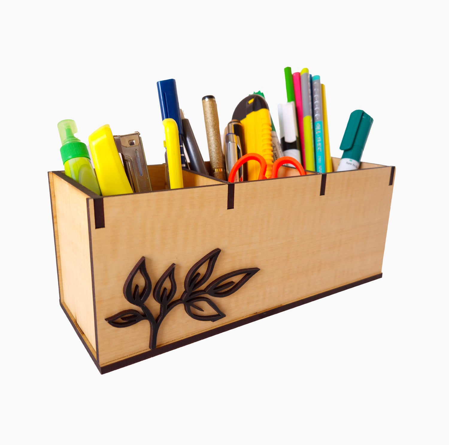 Wooden desk organizers and pen, stationery stands ideal for office and home desks |3 Compartments