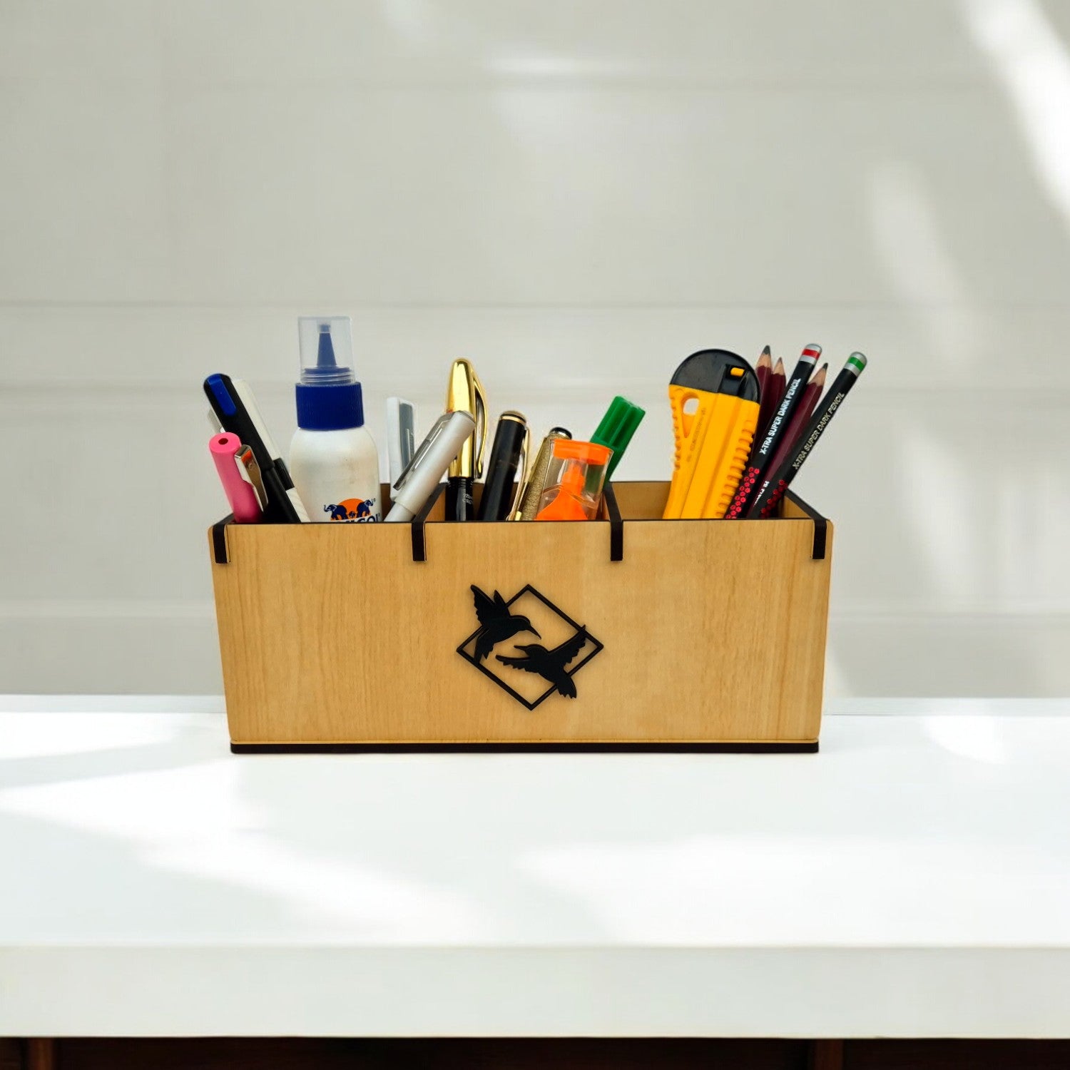Wooden desk organizers and pen, stationery stands ideal for office and home desks |3 Compartments