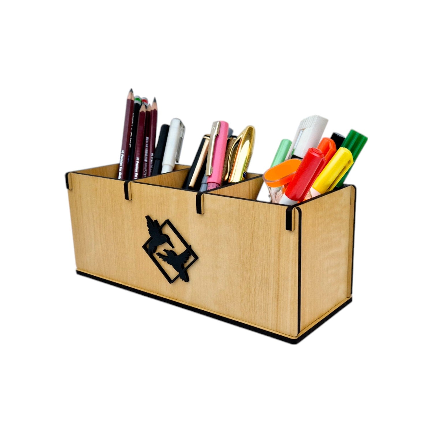 Wooden desk organizers and pen, stationery stands ideal for office and home desks |3 Compartments