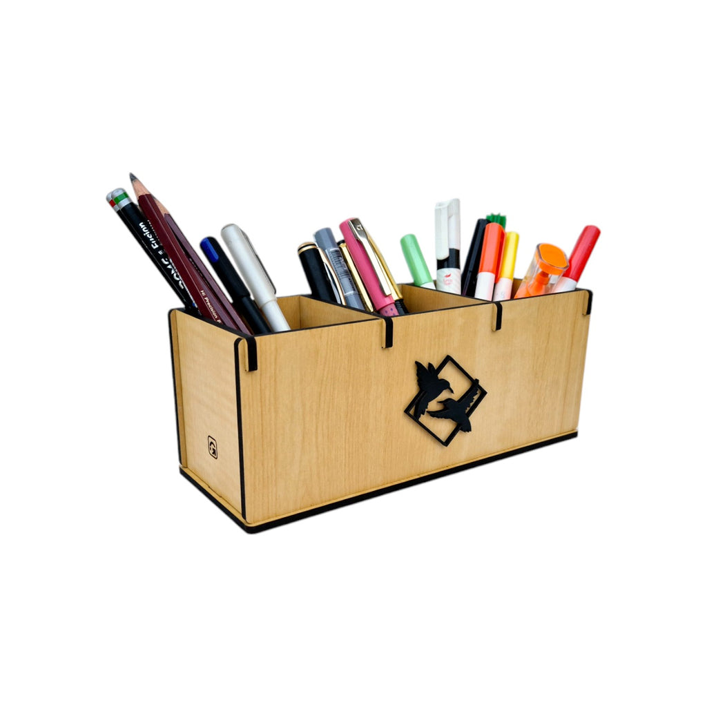 Wooden desk organizers and pen, stationery stands ideal for office and home desks |3 Compartments