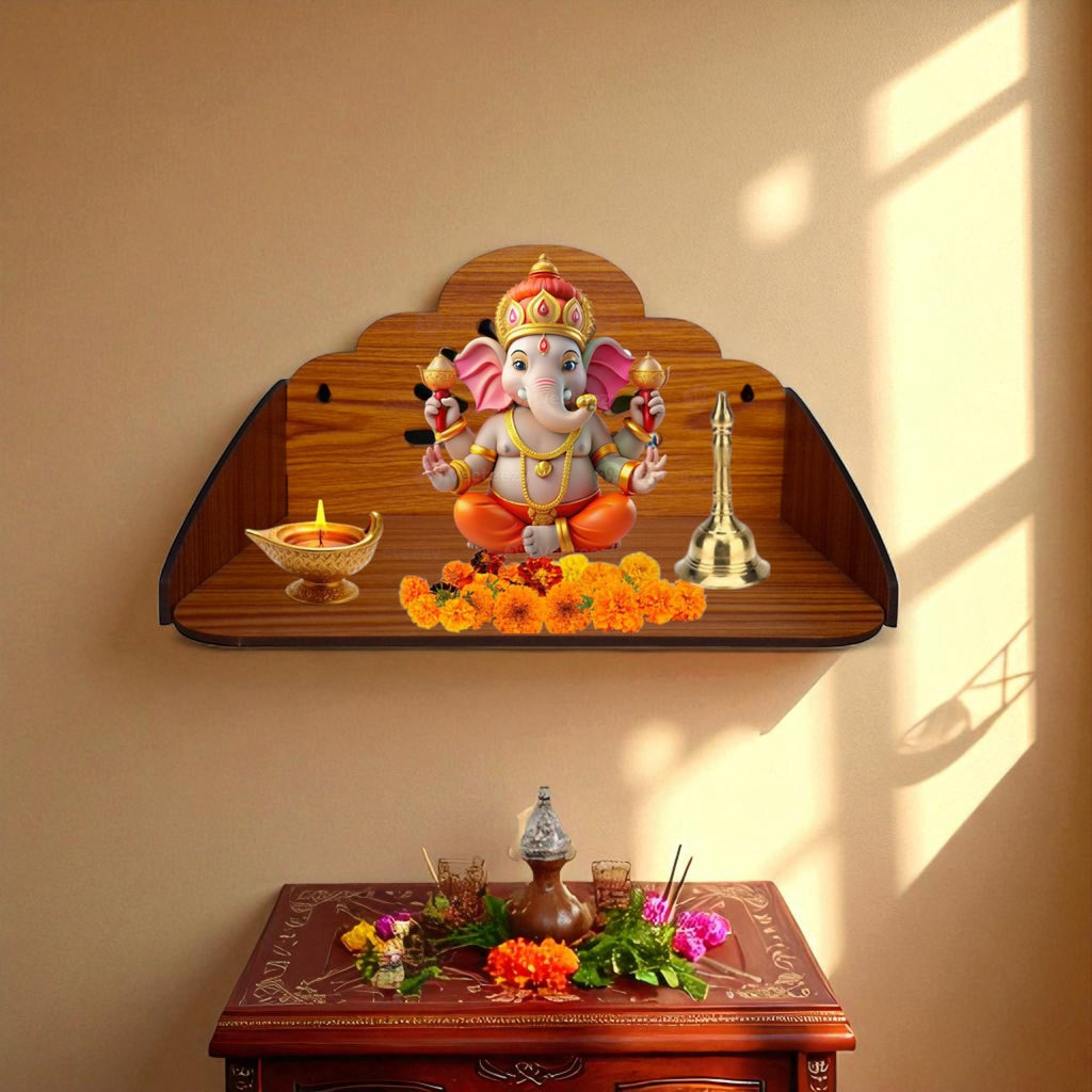 Wooden Temple/ Pooja Mandir for Home and Office Pooja Stand Modern Puja Mandir for Home or Shop |Wall mounted or Tabletop