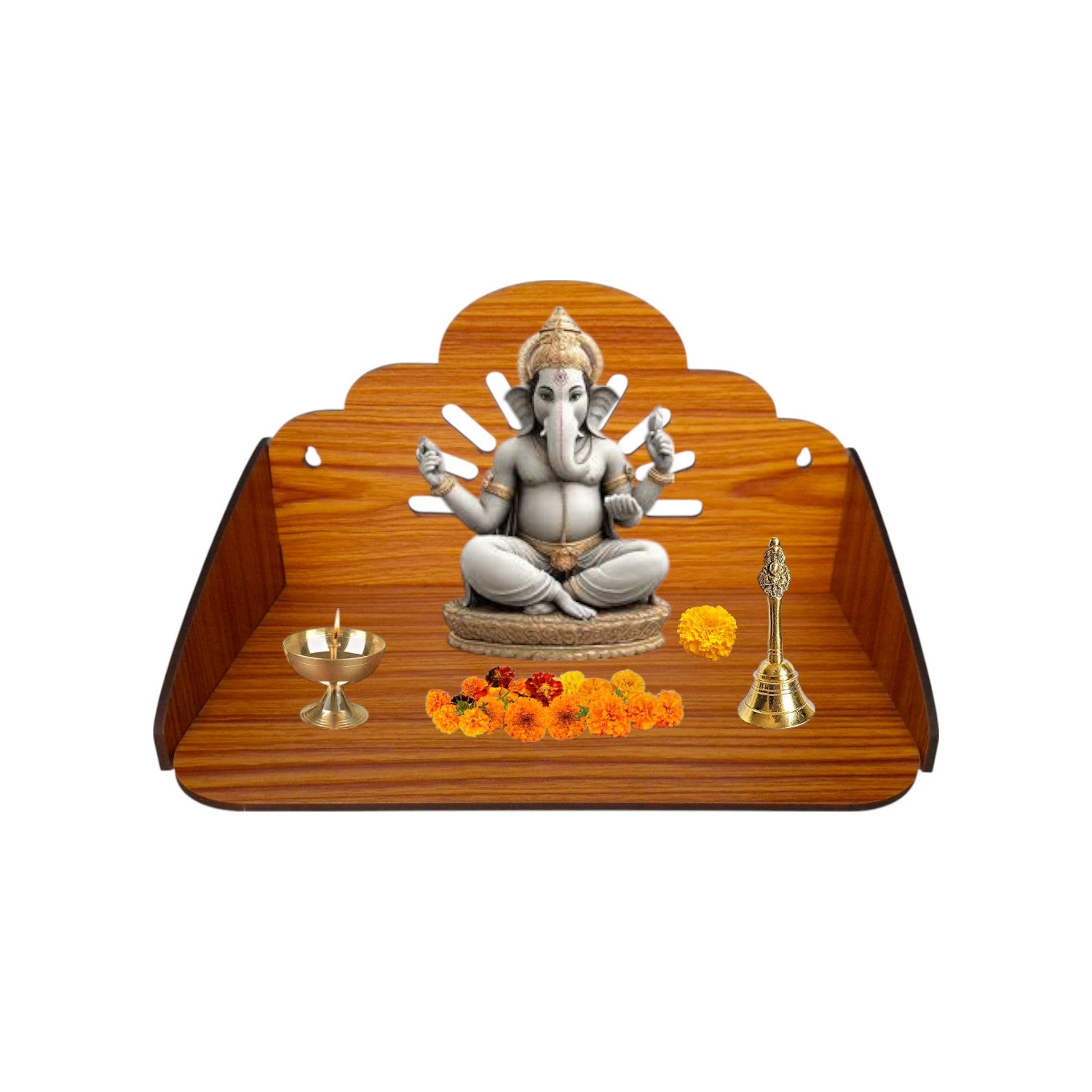 Wooden Temple/ Pooja Mandir for Home and Office Pooja Stand Modern Puja Mandir for Home or Shop |Wall mounted or Tabletop