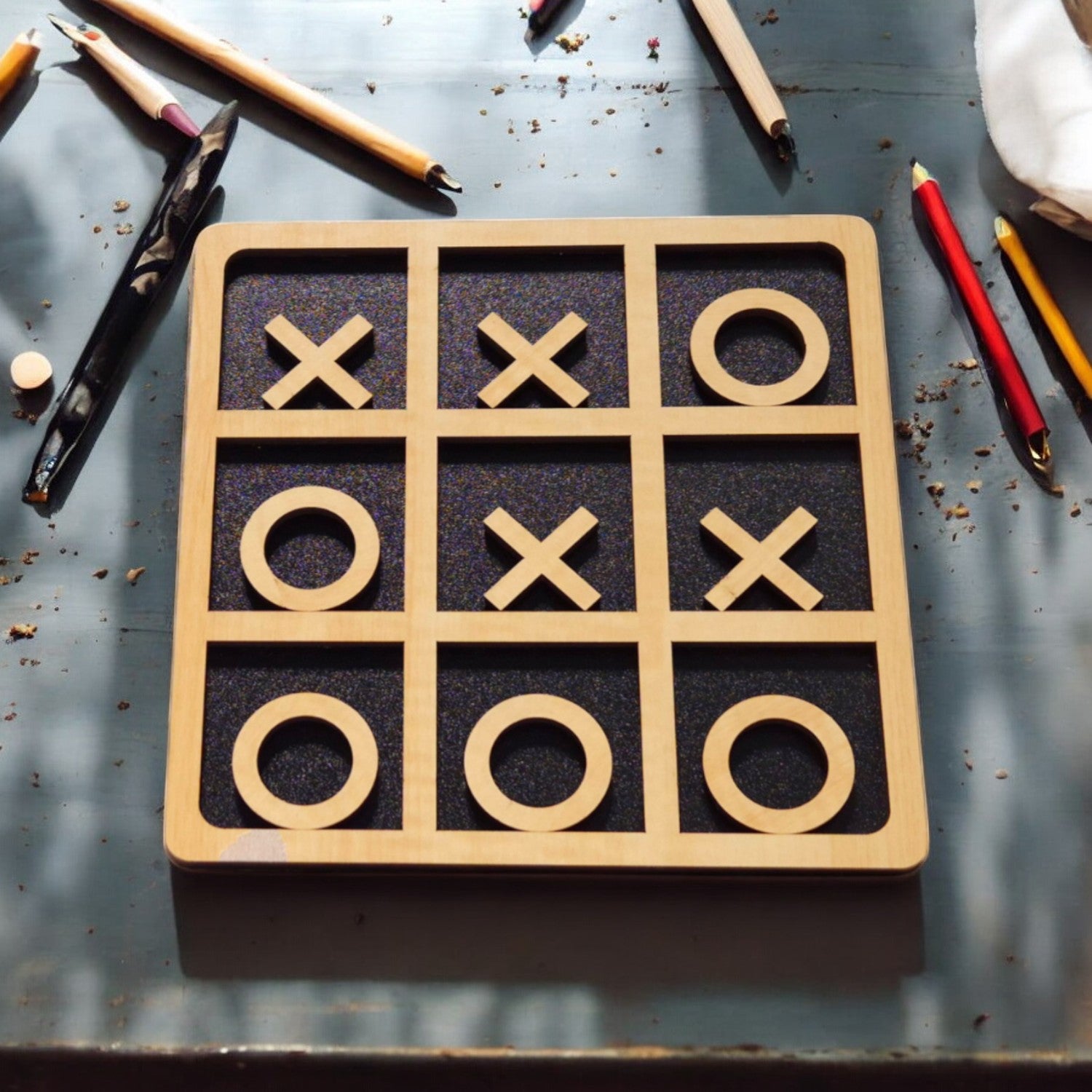 Tic Tac Toe Wooden Board Game |Learning and Educational Wooden Puzzle Game, XOXO Game for Kids & Family