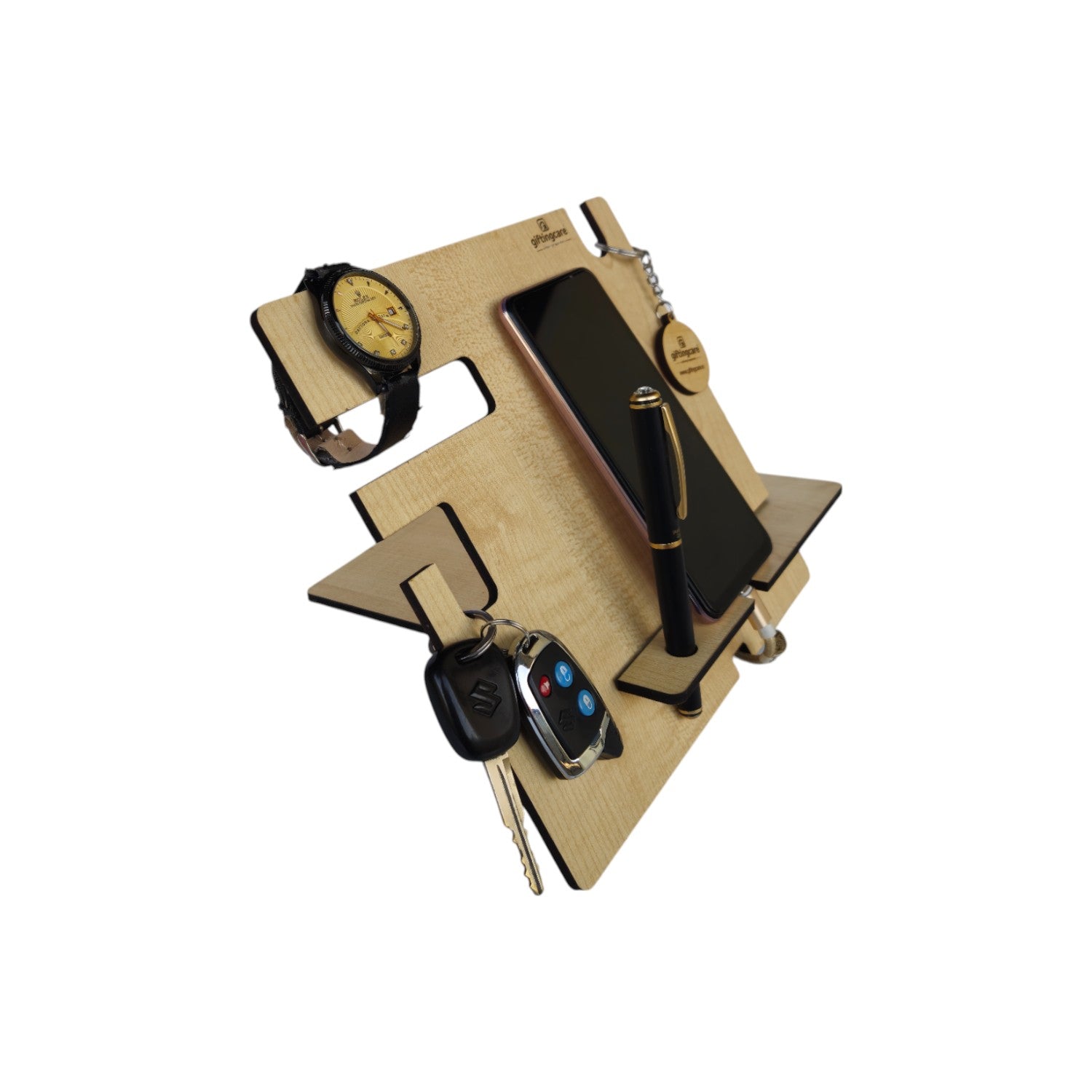 Wooden Docking Station for Mobile, Watch Key Holder Pen Stand, Desk Table Organizer For Office Study Table Home