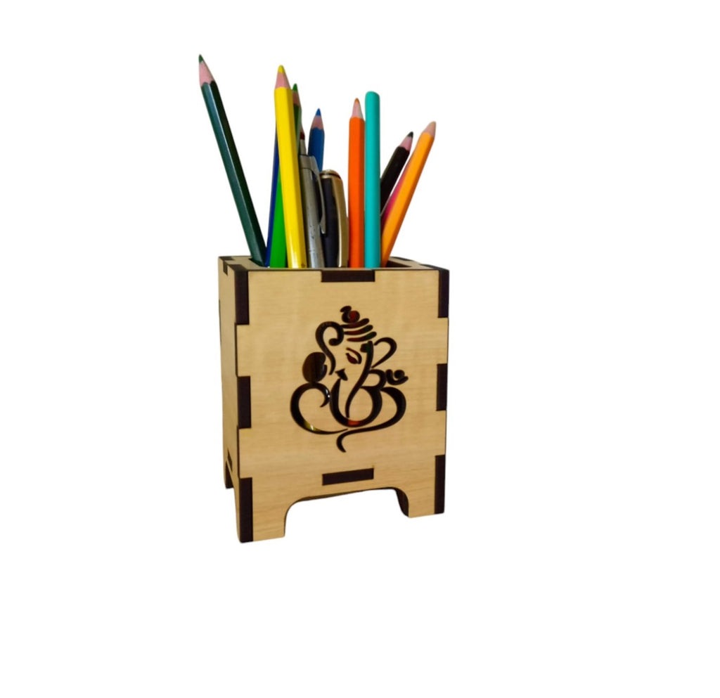 Wooden Pen-Pencil Holder with Artistic Design Home or Office Stationery Organiser