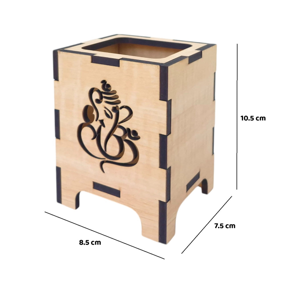 Wooden Pen-Pencil Holder with Artistic Design Home or Office Stationery Organiser Combo Set Of 2