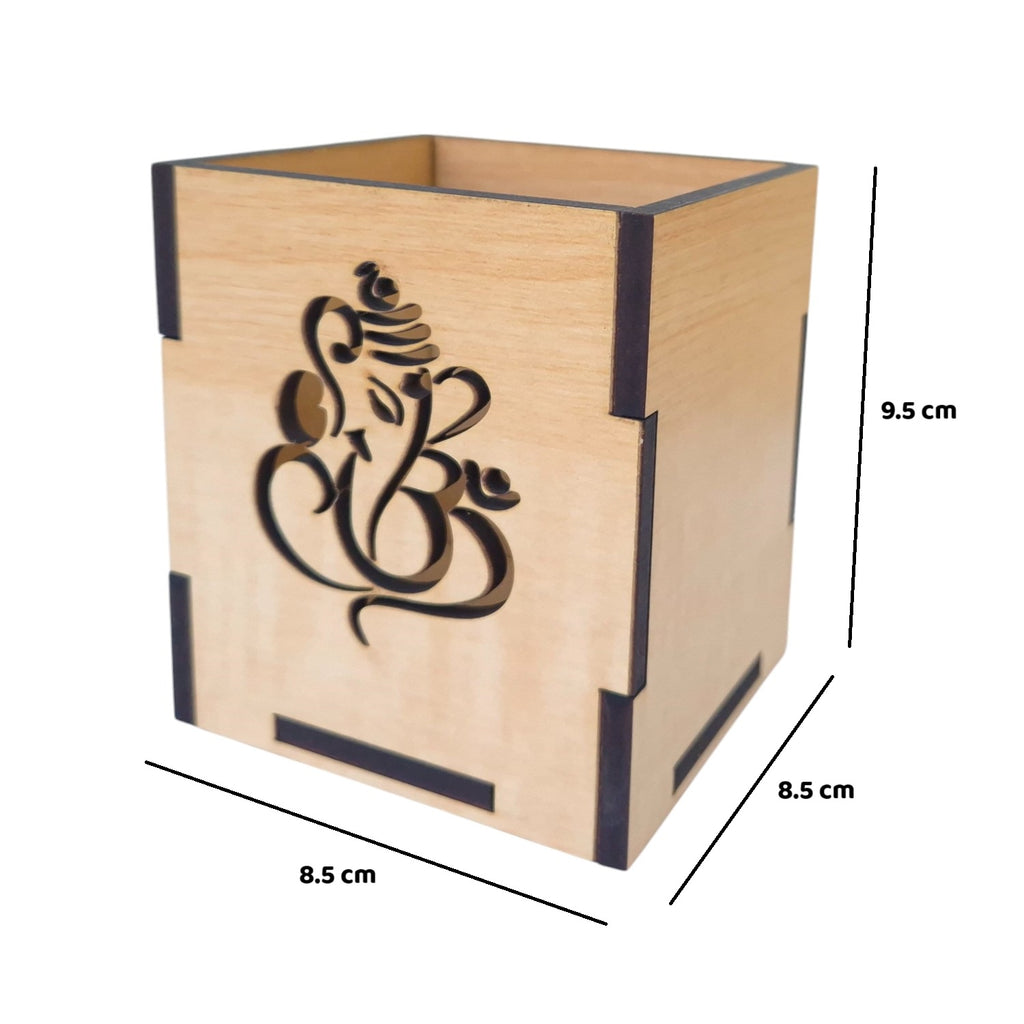 Wooden Pen-Pencil Holder with Artistic Design Home or Office Stationery Organiser Combo Set Of 2