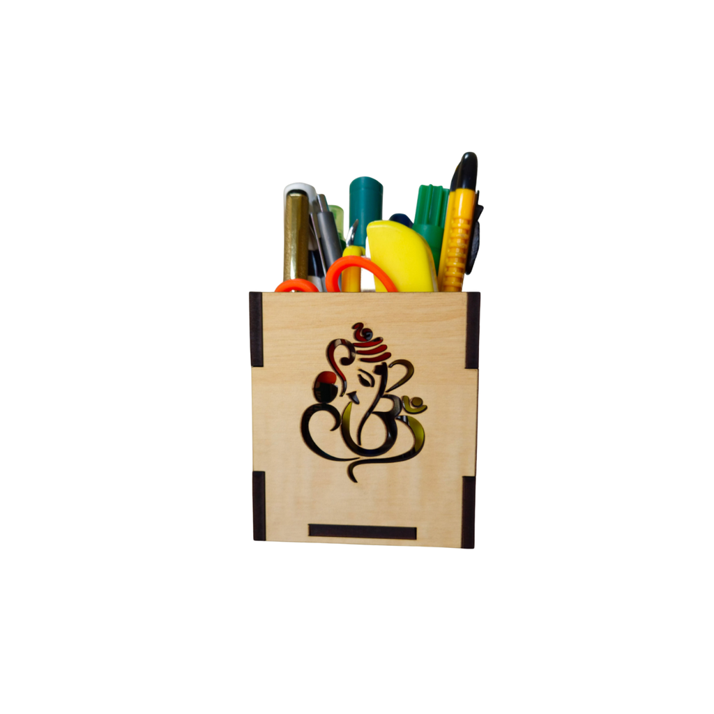 Wooden Pen-Pencil Holder with Artistic Design Home or Office Stationery Organiser