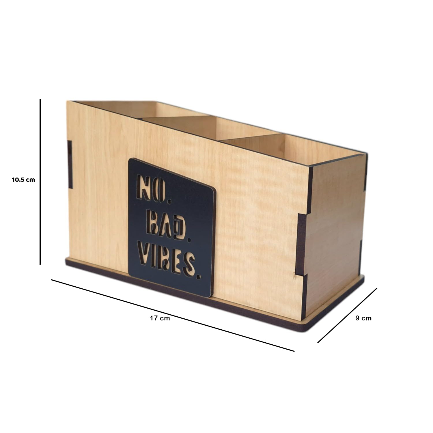 Wooden Remote Stand for Office & Home | 3 Compartment | Stationery Organizer Combo Set Of 2