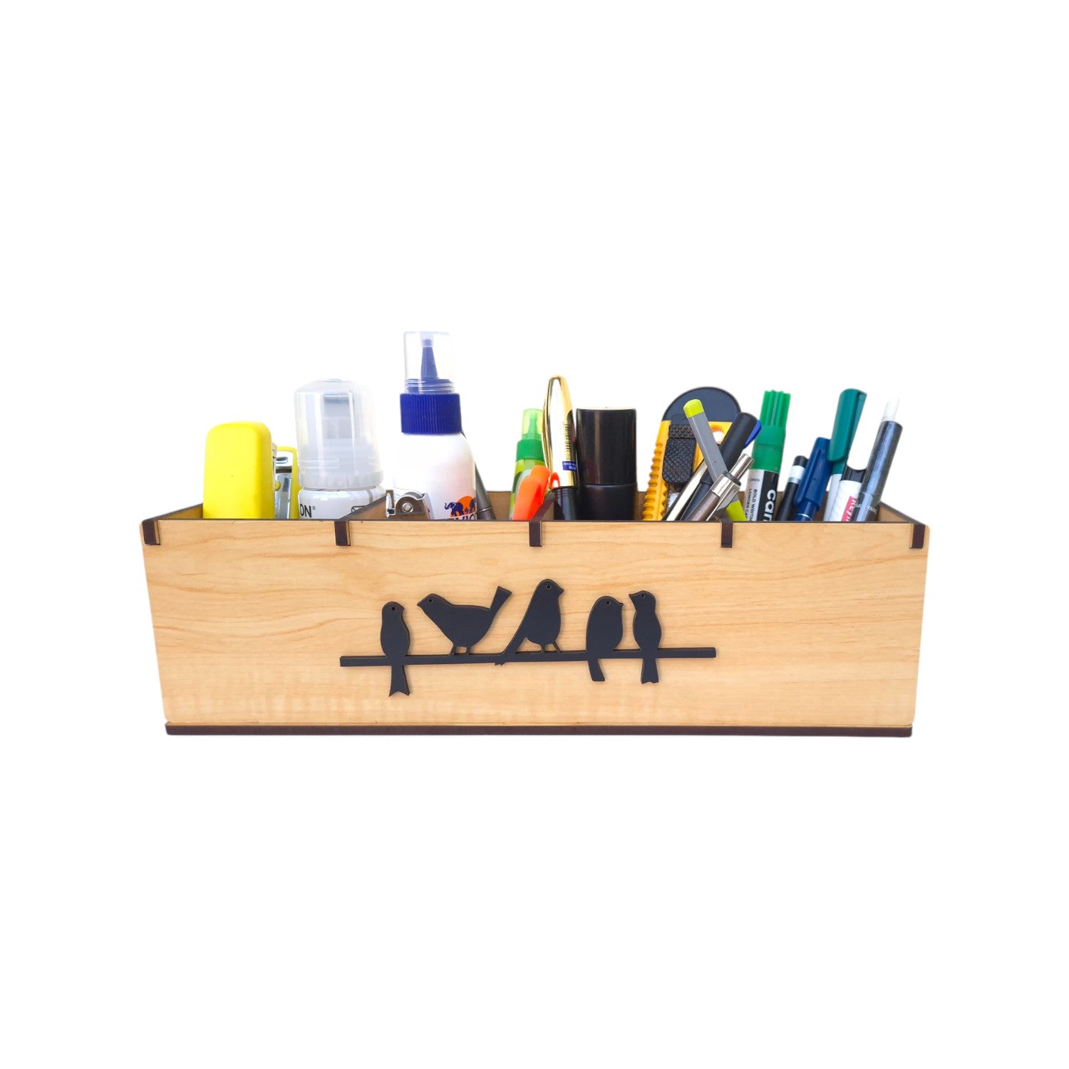 4 Compartments Wooden Desk Organizer, Stationery, Pen, Stand for Office & Home set of 2 , Combo