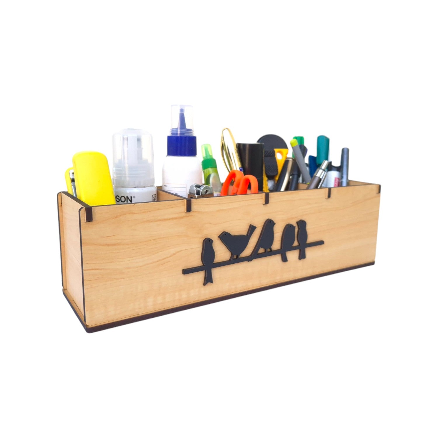 4 Compartments Wooden Desk Organizer, Stationery, Pen, Stand for Office & Home set of 2 , Combo