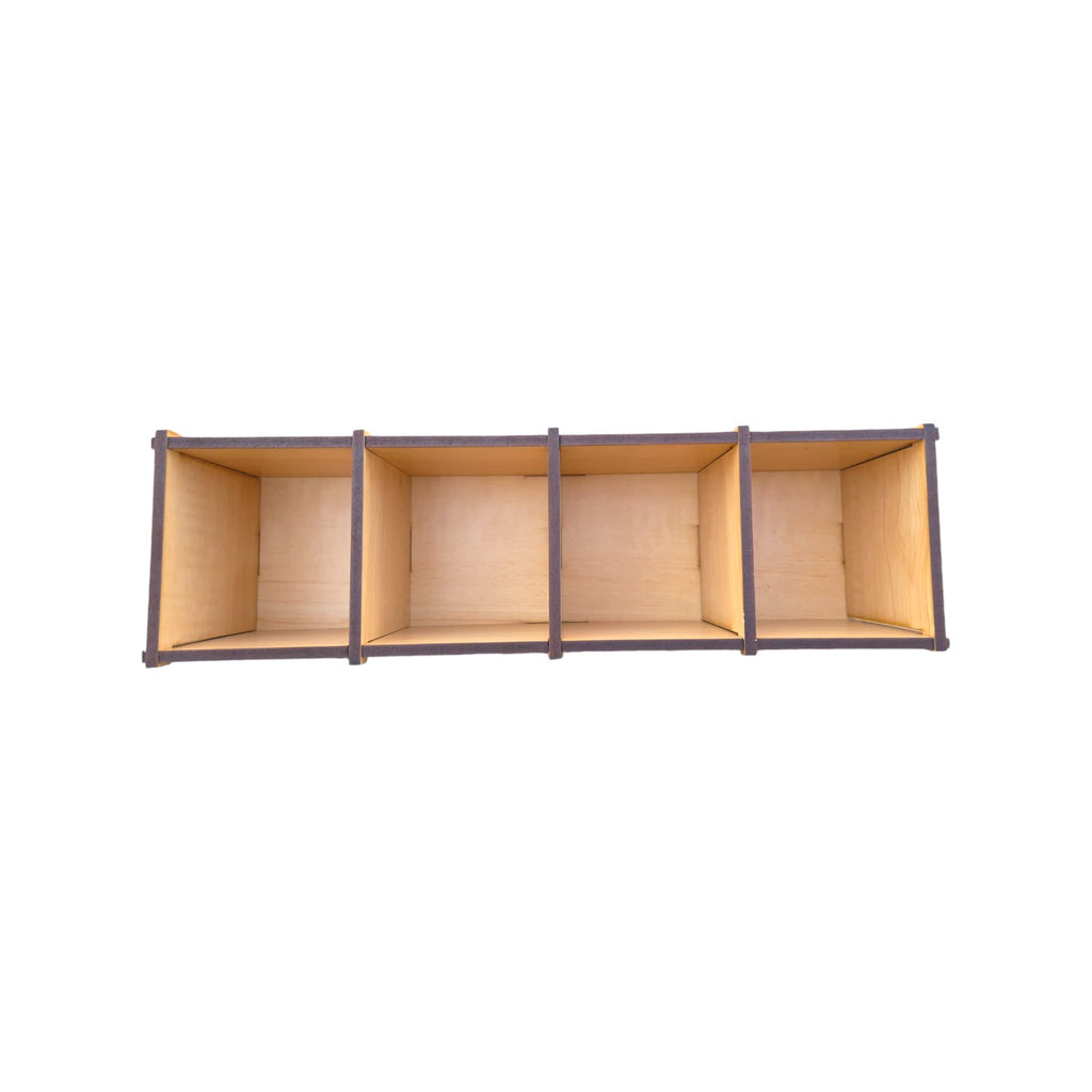 4 Compartments Wooden Desk Organizer, Stationery, Pen, Stand for Office & Home.