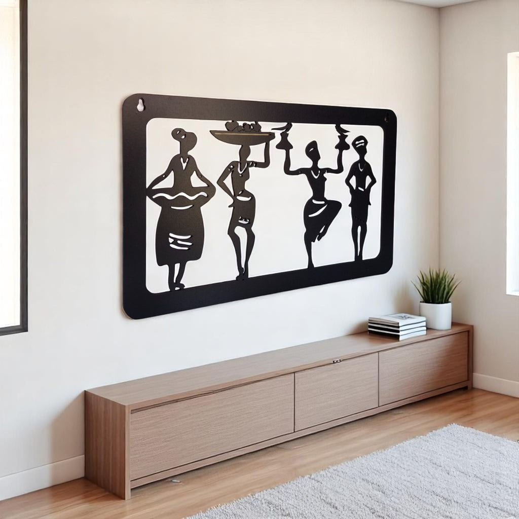 "Wooden 4 Dancing wall Art Painting/ Wall Decorative for Living room, Office or Home | Dual Layer Black & White Wooden MDF "