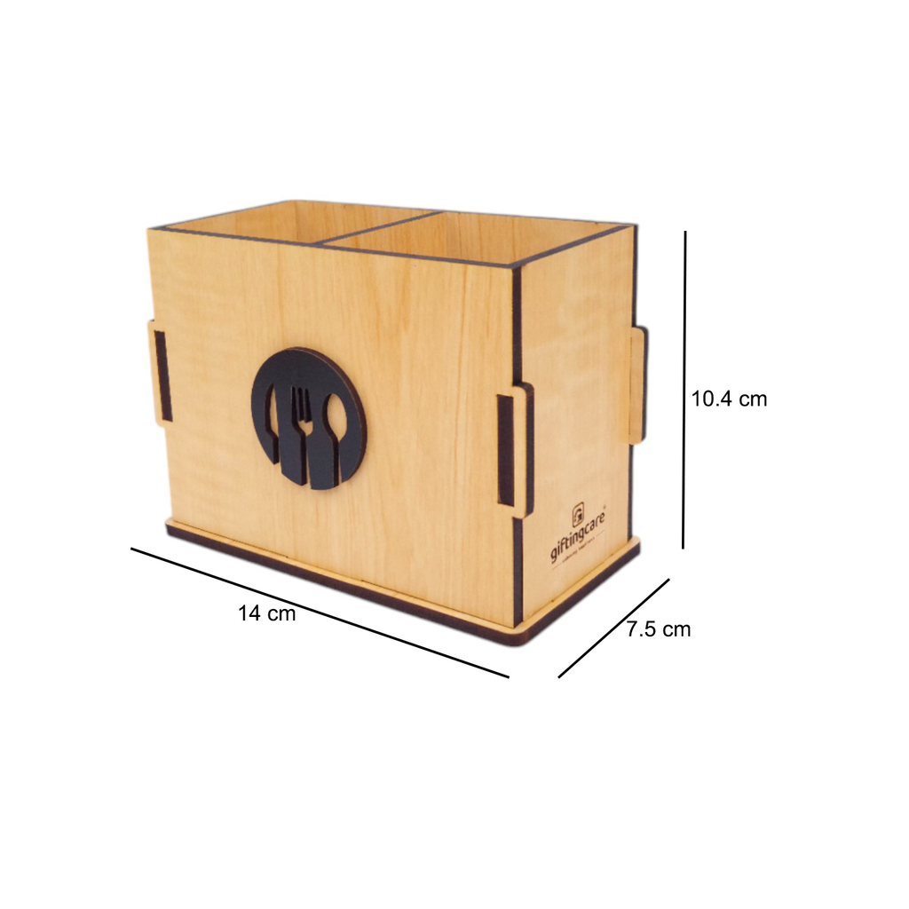 Wooden Cutlery Stand for Kitchen & Dining Table | Spoon, Knife & Fork Holder |3 Compartments & 2 Compartments Combo Set Of 2