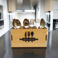 Wooden Cutlery Stand for Kitchen & Dining Table | Spoon, Knife & Fork Holder |3 Compartments
