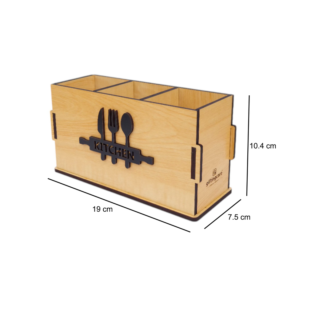 Wooden Cutlery Stand for Kitchen & Dining Table | Spoon, Knife & Fork Holder |3 Compartments & 2 Compartments Combo Set Of 2
