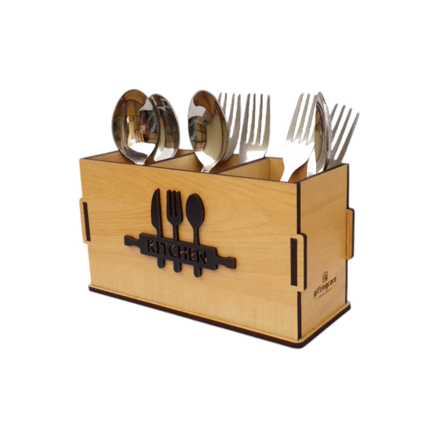 Wooden Cutlery Stand for Kitchen & Dining Table | Spoon, Knife & Fork Holder |3 Compartments & 2 Compartments Combo Set Of 2