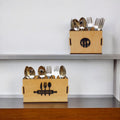 Wooden Cutlery Stand for Kitchen & Dining Table | Spoon, Knife & Fork Holder |3 Compartments & 2 Compartments Combo Set Of 2