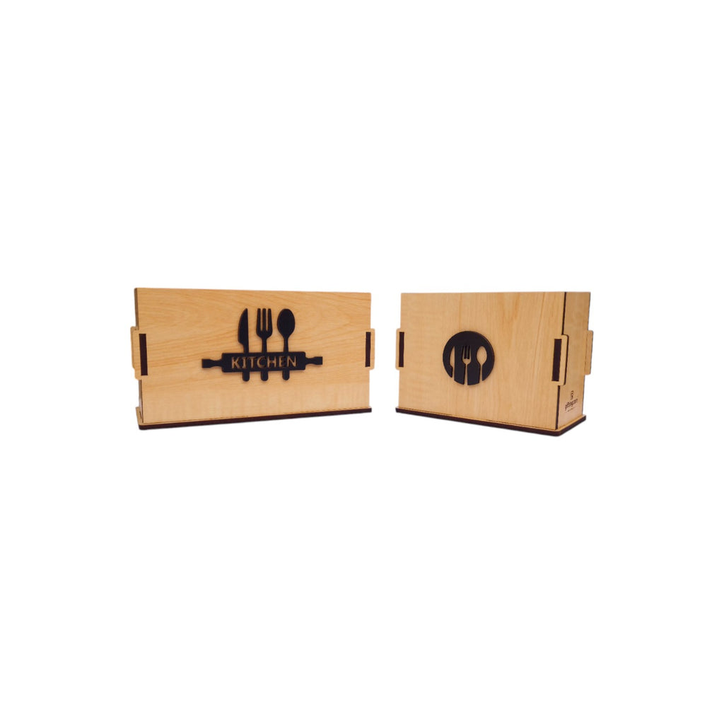 Wooden Cutlery Stand for Kitchen & Dining Table | Spoon, Knife & Fork Holder |3 Compartments & 2 Compartments Combo Set Of 2